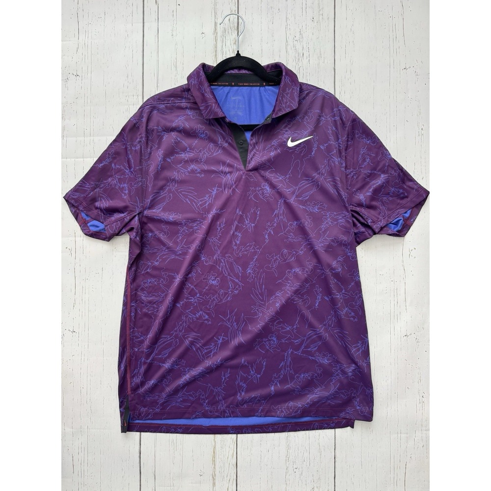 NEW! Nike Tiger Woods Dri-FIT ADV Golf Polo DX6092-610 Purple Men's Size Medium